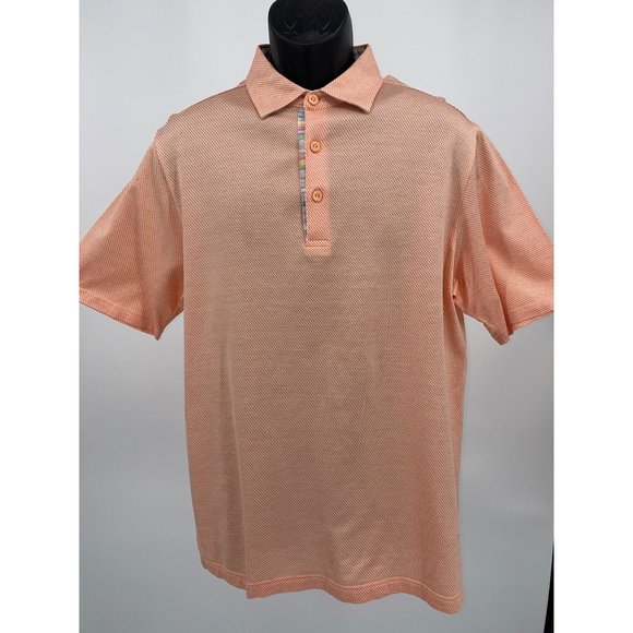 Bugatchi Uomo Orange and White Polo Size Medium - Picture 1 of 8